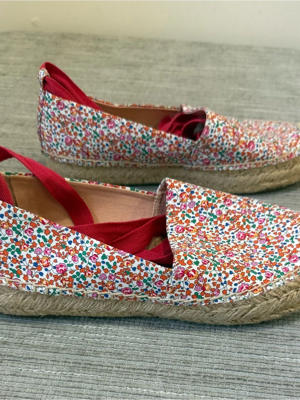 J.Crew Women Espadrilles Floral Canvas Lace Up Ankle Tie Size 9